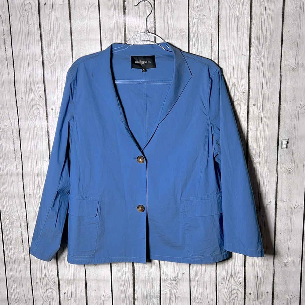 LAFAYETTE 148 New York Womens Blue Lightweight Cotton Blend Blazer Jacket XL